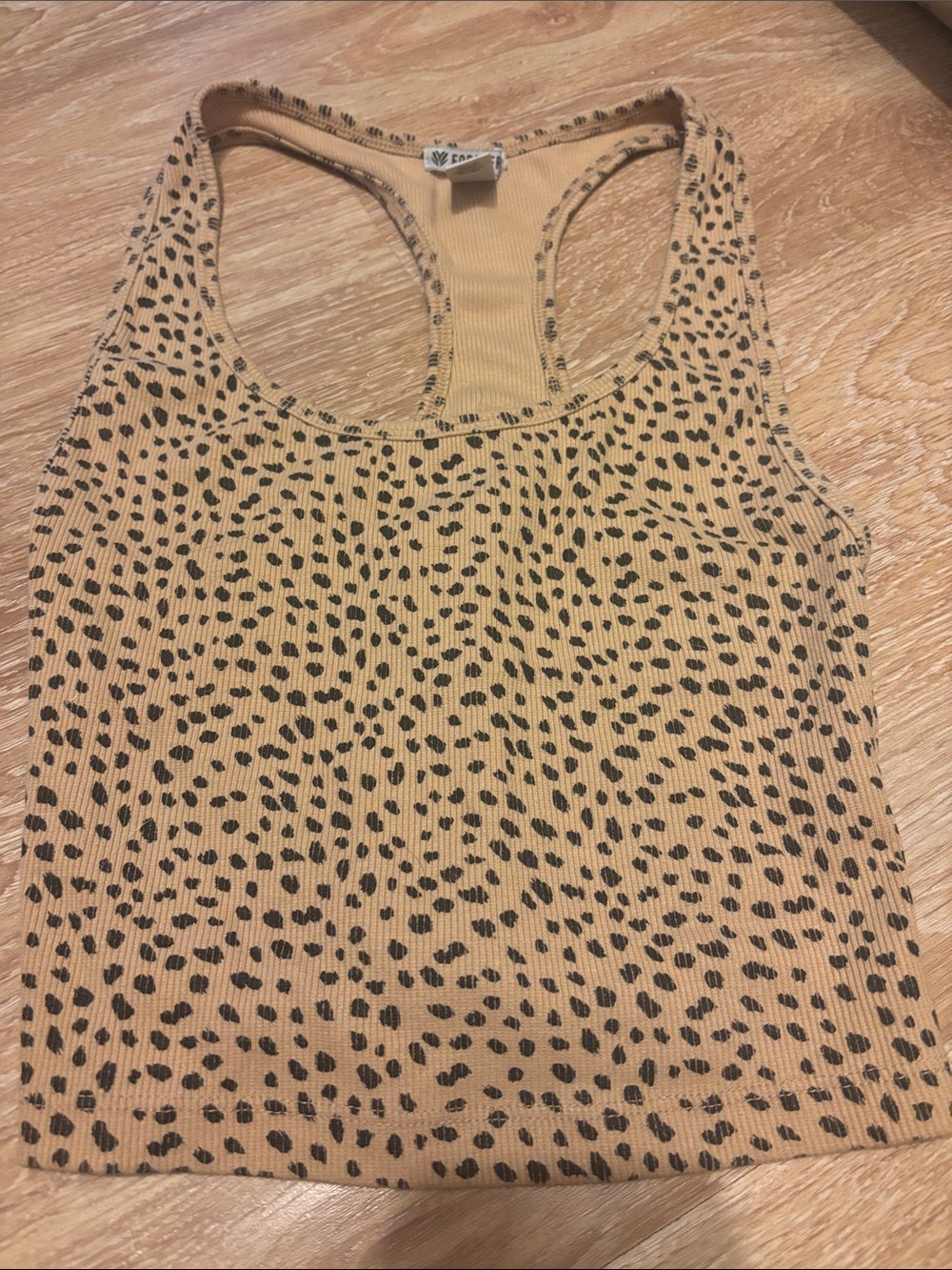 Forever 21 Tan Leopard Ribbed Racerback Tank